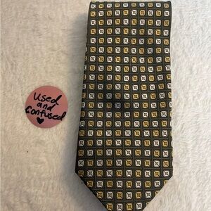 Elegant Geometric Tie - Gold, Silver, Black